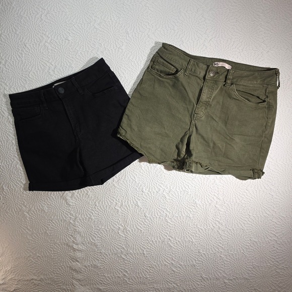 SO Pants - SO Goods For Life Womens High Rise Midi Shorts Bundle Black Olive Green Size 11